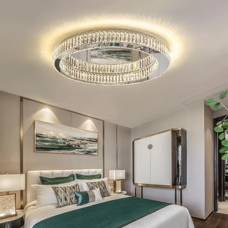 Moderna luce di lusso Led rotonda lampada da soffitto in cristallo illuminazione da parete per interni decorazione con cappuccio Nordic accanto alle lampade della camera da letto Lustre