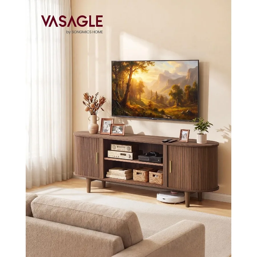 58 Inch TV Stand, Mid Century Entertainment Center with Storage