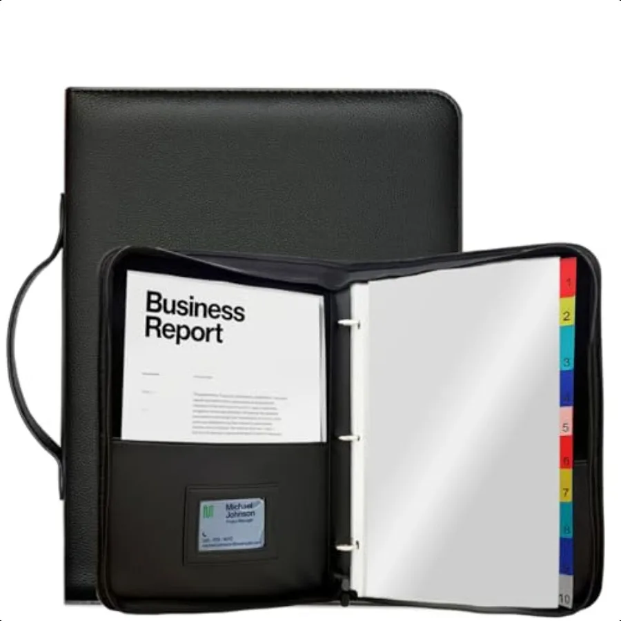 

Binder with Plastic Sleeves 40 Pocket for Letter A4 Size 11 x 8.5 3 Ring Binder Organizer with Handle and Zipper Heavy Duty Art