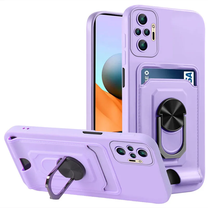 For Xiaomi Poco M4 Pro Case Magnetic Holder Armor Card Slot Back Cover For Poco Poko Pocco Little M4Pro M 4 Pro 4Pro M4 Pro 5G