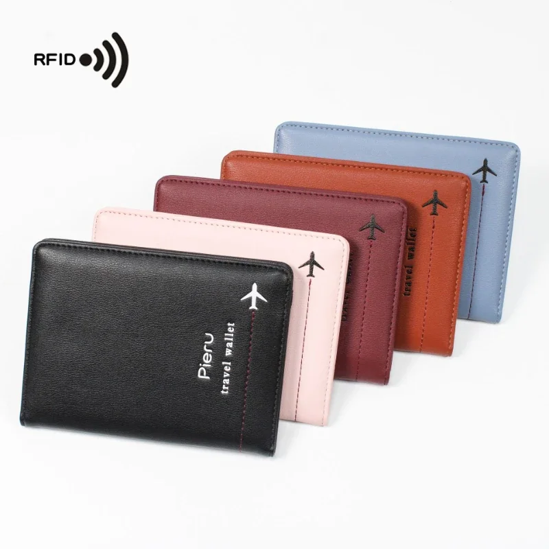 غطاء جواز سفر من البولي يوريثان RFID مقاوم للماء لتذاكر الهواء وبطاقات الهوية الائتمانية ومحفظة سفر وحامل جواز سفر متعدد الاستخدام وحقائب حماية منظمة