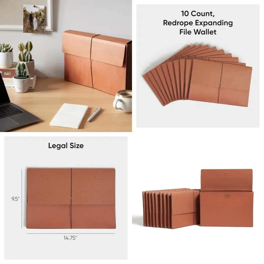 

Redrope Expanding File Wallet, Expanding File Organizer, Accordion Folder for Documents, Flap/Cord Closure,,Tear-Resistant, Siz