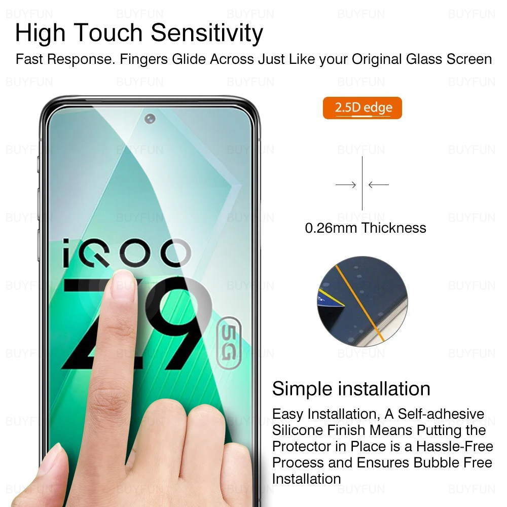 1-4Pcs HD Tempered Glass Protective Film For Vivo iQOO Z9 2024 6.67inch Z9x 6.72 inches Clear Screen Protector iQOOZ9 iQOOZ9x