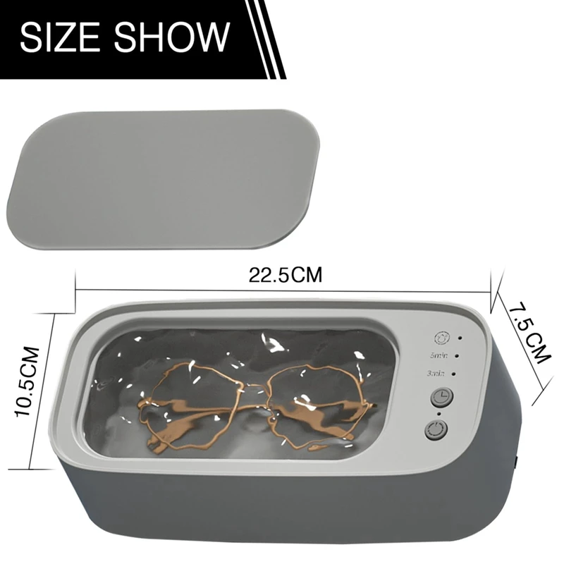 เสียงรบกวนต่ำ45kHz น้ำยาล้างแว่นตาน้ำยาล้างแว่นตาอัลตราโซนิคทำความสะอาด3โหมด (รุ่นที่ชาร์จได้)