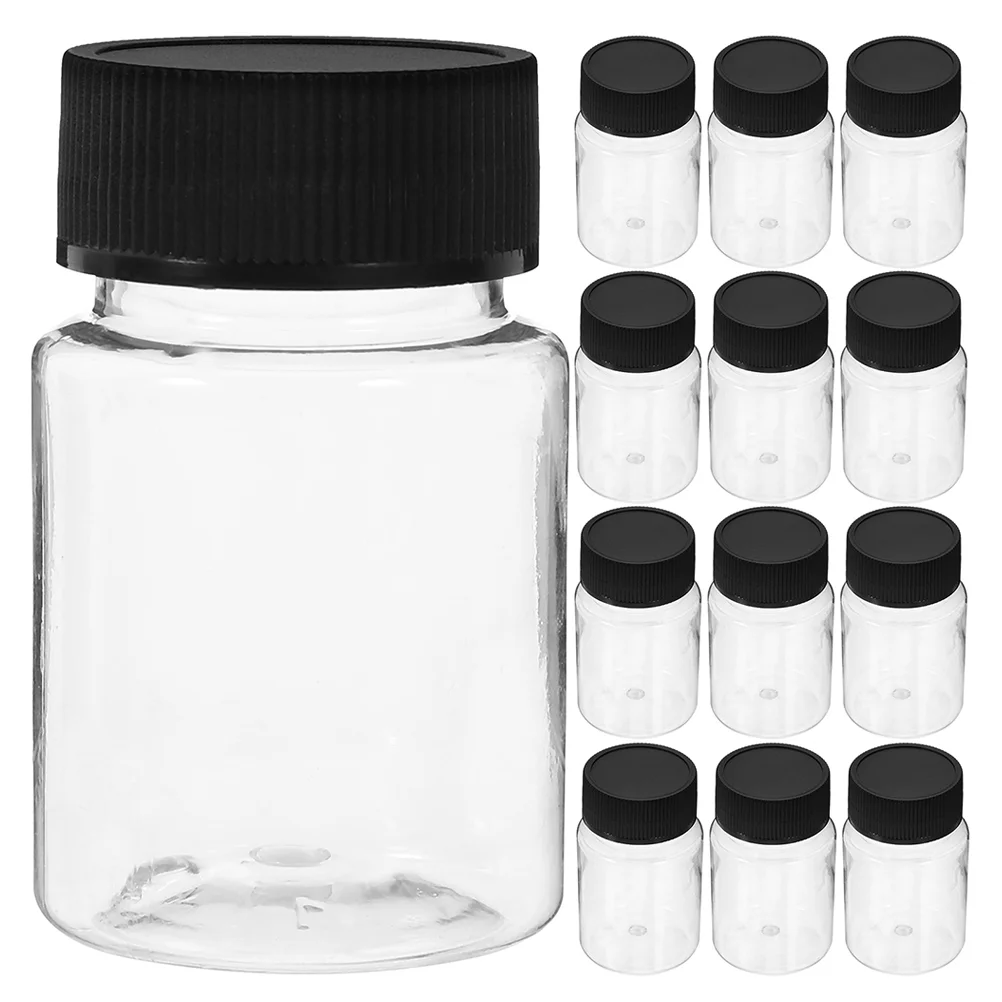 24 Pcs 30ml Transparent Plastic Sampling Bottles Wide Mouth Secure Closure Lab Reagent Vials Oil Sample for Travel