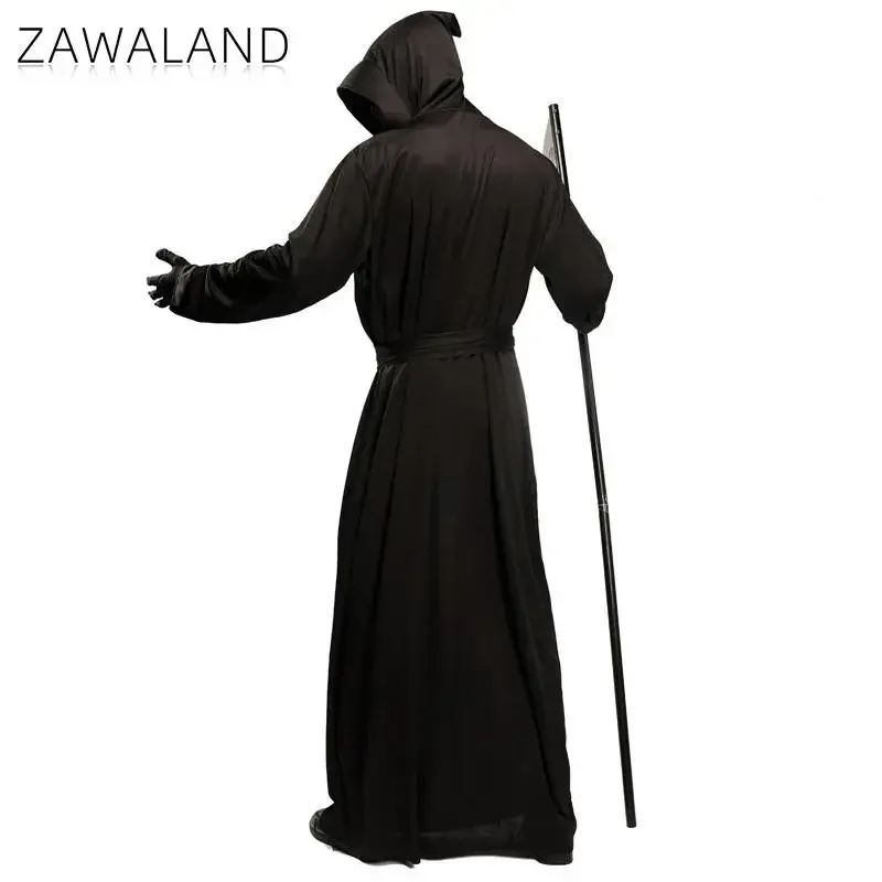 

CyGrim Reaper Косплей Костюм Унисекс Карнавальная Одежда Черного Дьявола Пурим Вечеринка Костюм Хэллоуин Халат с Капюшоном Пояс Перчатки UY8067