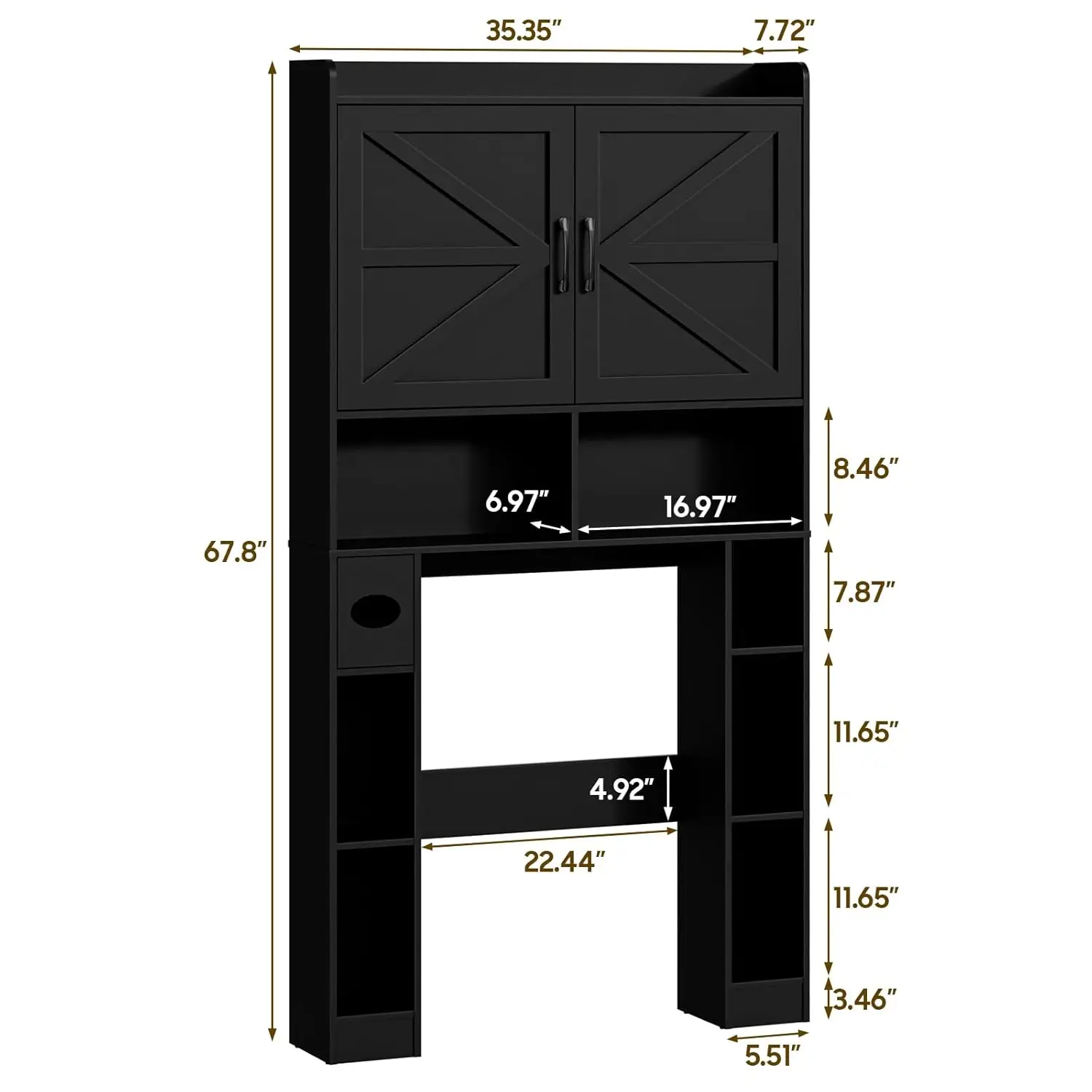 Over The Toilet Storage Cabinet, Farmhouse Toilet Cabinet Rack with Barn Doors, Space Saving Bathroom Organizer, Customized