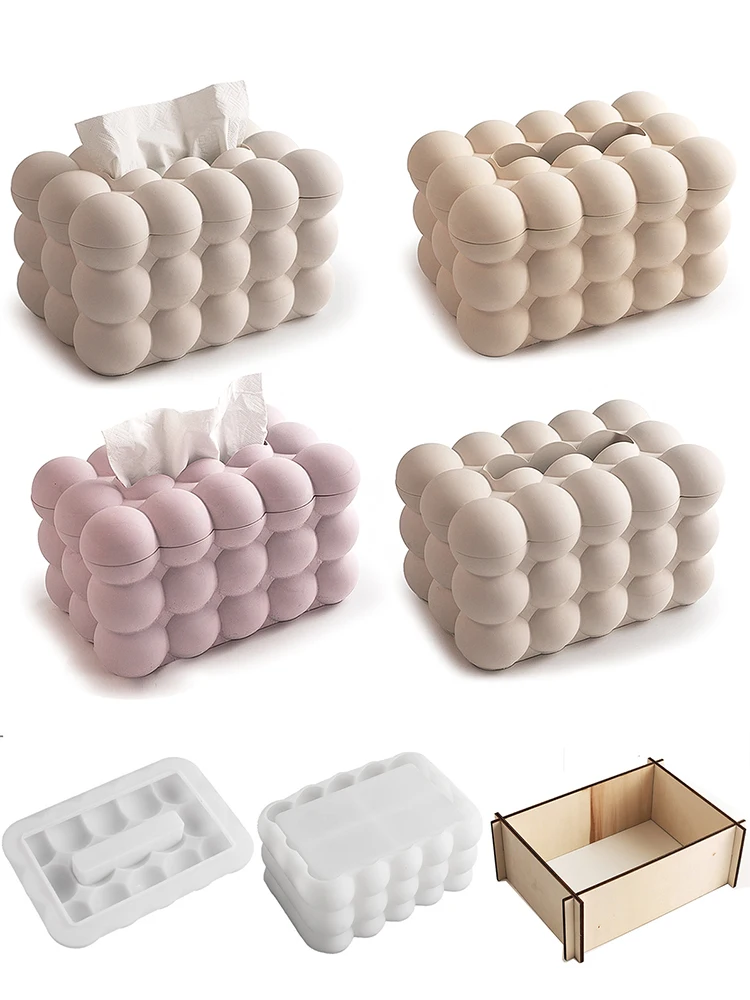 Boîte à mouchoirs en Silicone, moule créatif, boîte de rangement de bulles de perles, porte-mouchoir en papier, plâtre 3D, résine, cadeaux artisanaux, décoration de maison, bricolage