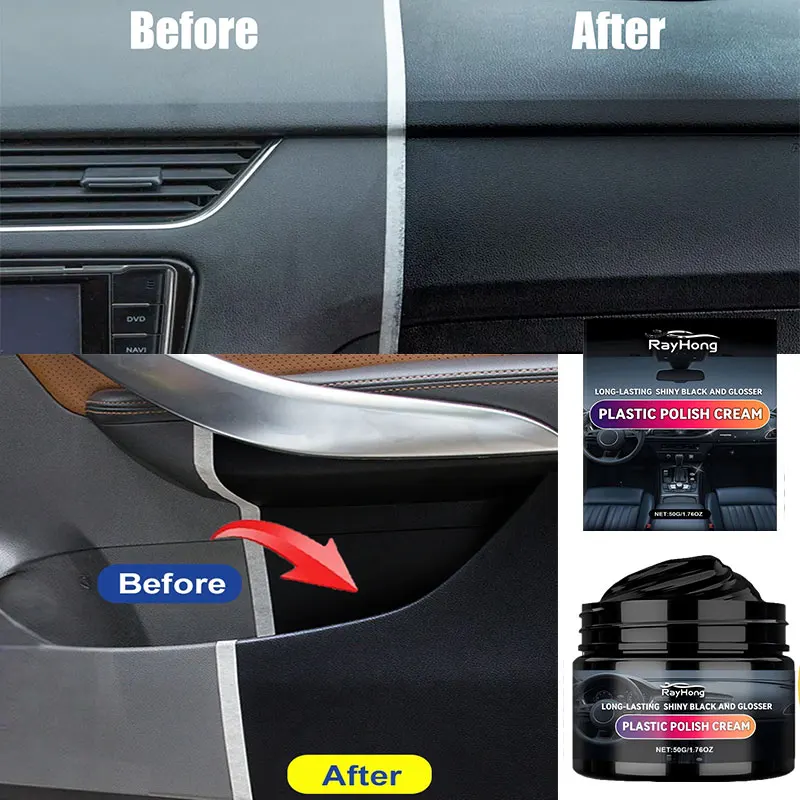 

50 г набор для чистки и полировки салона автомобиля, кожи, пластика, обивка автомобиля, крем для полировки покрытия, обновляющий агент, обратно к черному блеску