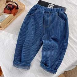 Boys Girls Pants Spring And Autumn New Striped Boys' Autumn Fashion Trend Wide Mouth Jeans Baby Casual Children'S Striped Pants