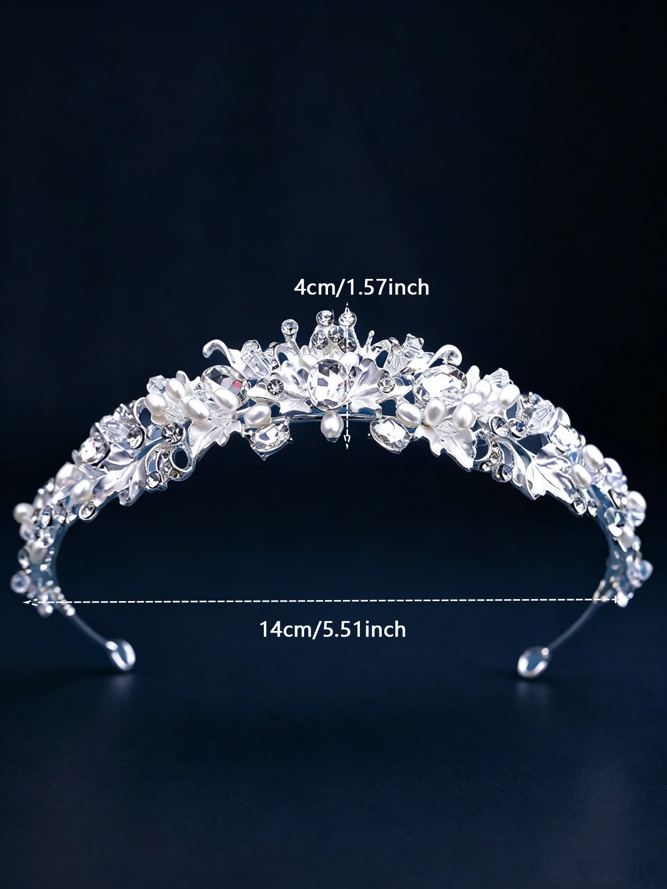 Gold Silver Floral Leaf Pearl Rhinestone Tiara Bridal Crown Crystal Wedding Headband Pageant Prom Hair Accessories for Women