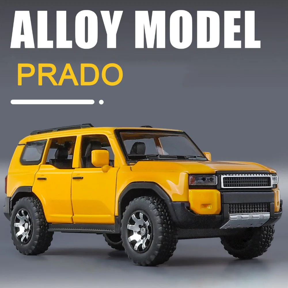 

Масштаб 1:32, модели из сплава Toyota Prado, игрушки, литые под давлением автомобили, резиновые шины со световой музыкой, миниатюрный внедорожник для детей, подарки на день защиты детей
