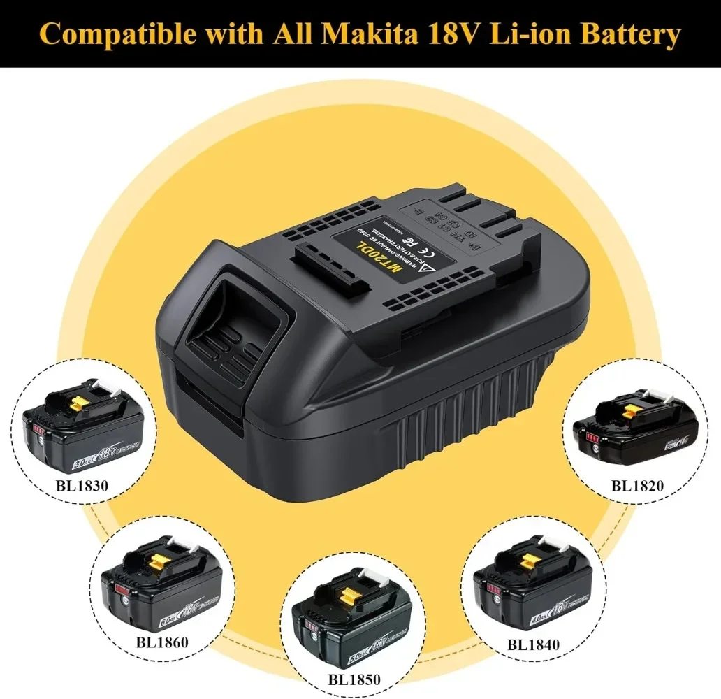 Imagem -02 - Adaptador de Bateria Li-ion para Dewalt Ferramentas Mt20dl Makita 18v 20v Bl1830 Bl1860 Bl1815 Dcb200