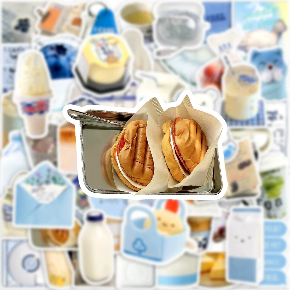 

10/30/50pcs Blue Ins Style Cream Art Stickers Cute Cartoon Decals Decoration Luggage Fridge Phone Water Bottle Sticker Wholesale