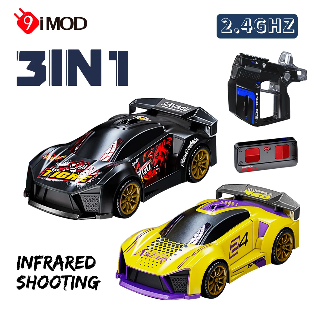 

9IMOD RC Racing Car 4CH 3IN1 2.4G IR Shooting Rollover 4 Points Blood Bar Stunt Shooting Distance 7M RC Distance 30M Drift Car