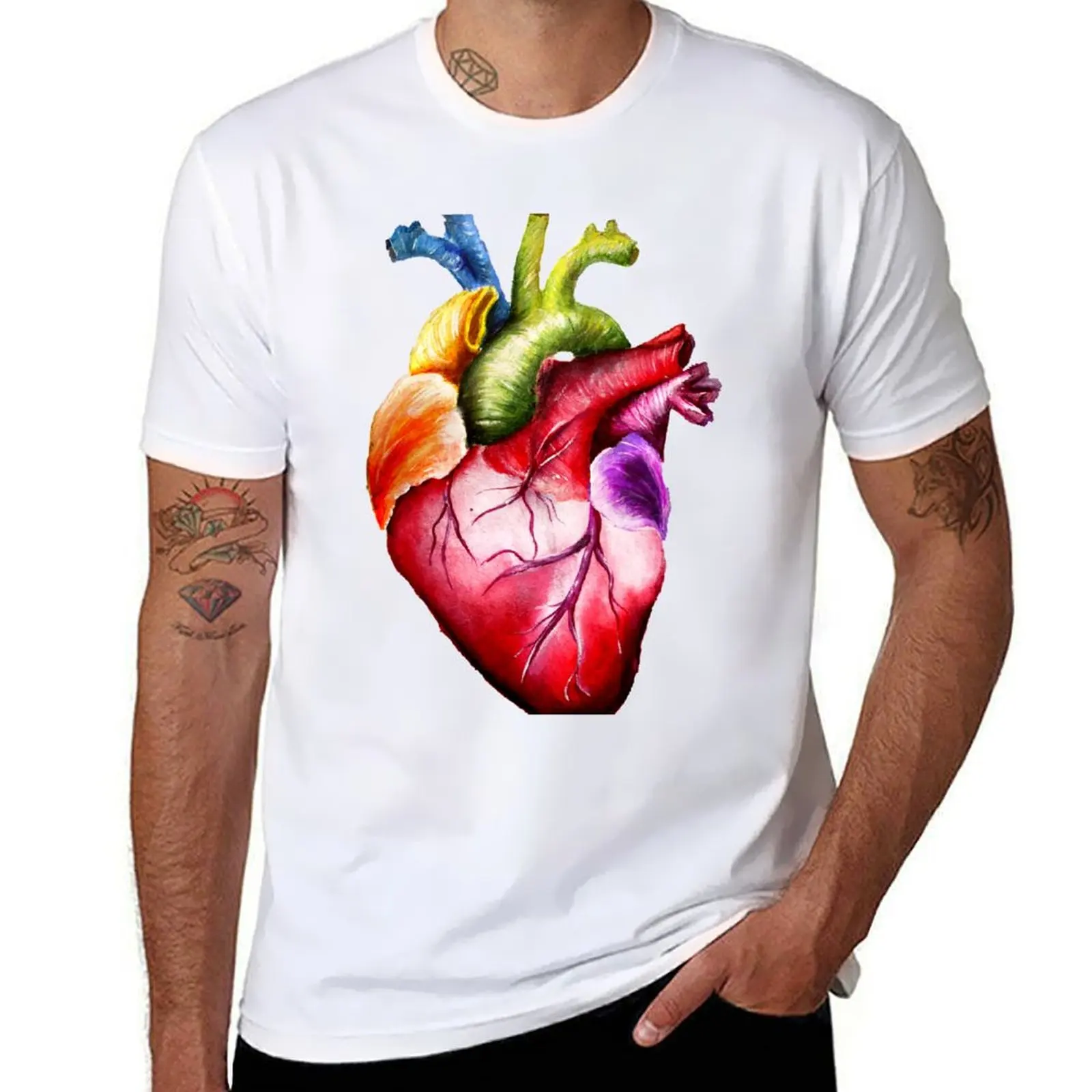 

Футболка с радужным сердечком, дизайнерские забавные футболки, мужские футболки с аниме для мужчин, футболка