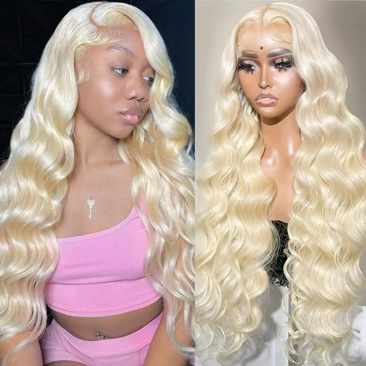 

32 inches 613 Honey Blonde 13X6 Body Wave Lace Front Human Hair Wig Brazilian Virgin Hair Transparent 13X4 Lace Front Wig