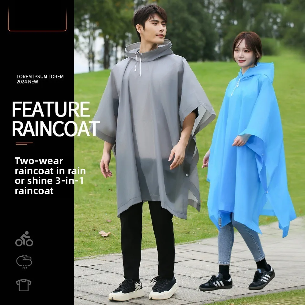 Cape Raincoat Long Transparent Thick Men's and Women's Single Use Adult Large Portable Mountaineering Travel Raincoat Waterproof