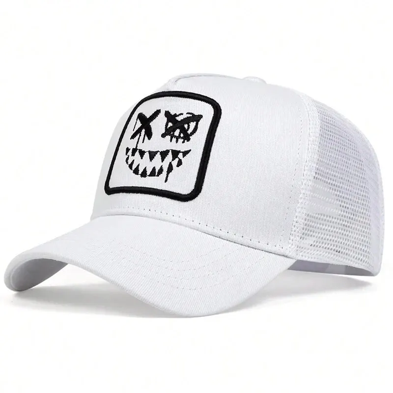 Teeth Smiling Face Embroidery Baseball Mesh Cap Truck Hat For Men Women Adult Outdoor Casual Sun Caps Adjustable Sports Golf Hat