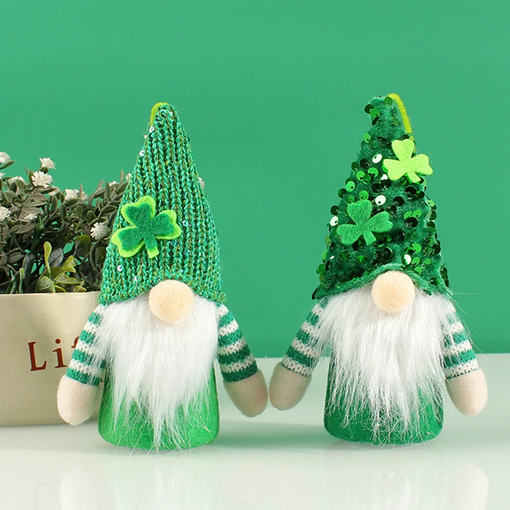 St Patricks Day Gnome Ornaments Irish Gnomes Saint Patrick Green Clover Faceless Doll Pendant St Patricks Day Decorations