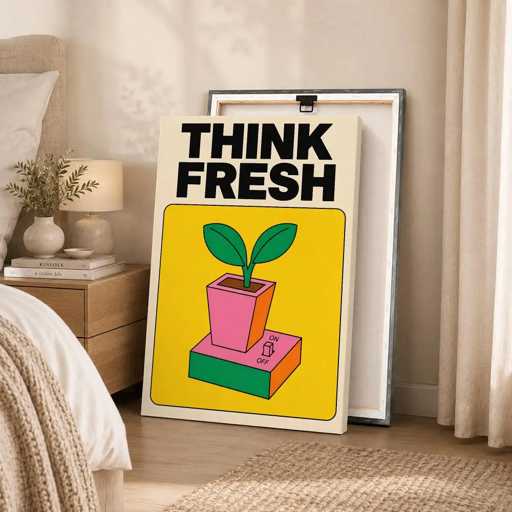 Creative Mode Playful Mindset Art Framed Wall Painting Canvas Art Poster Solid Wood Frame for Room Living Home Decor