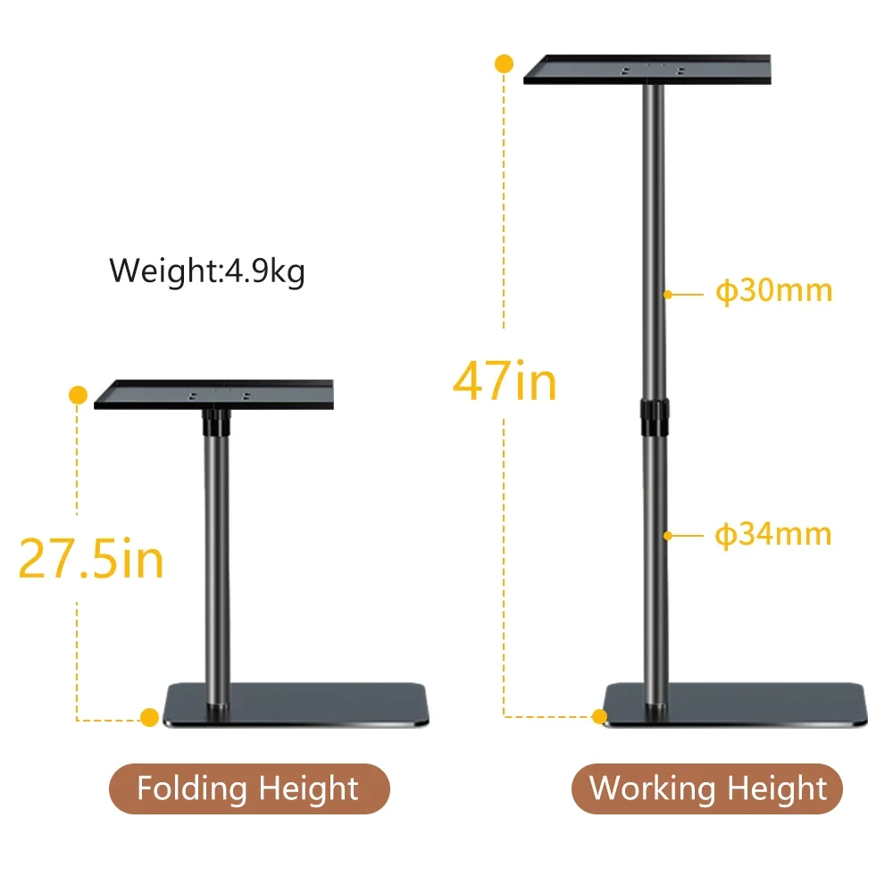 SH Projector Stand Mount Adjustable 128cm Height With Tray Or 1/4 Screw Fit For Universal Projector Ceiling Mount Bedroom Studry