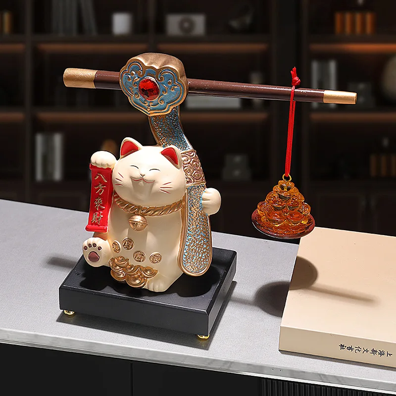 1pcs Fortune From All Directions Auspicious Wealth Lucky Cat Home Decorative Piece for Entrance Living Room Wine Cabinet