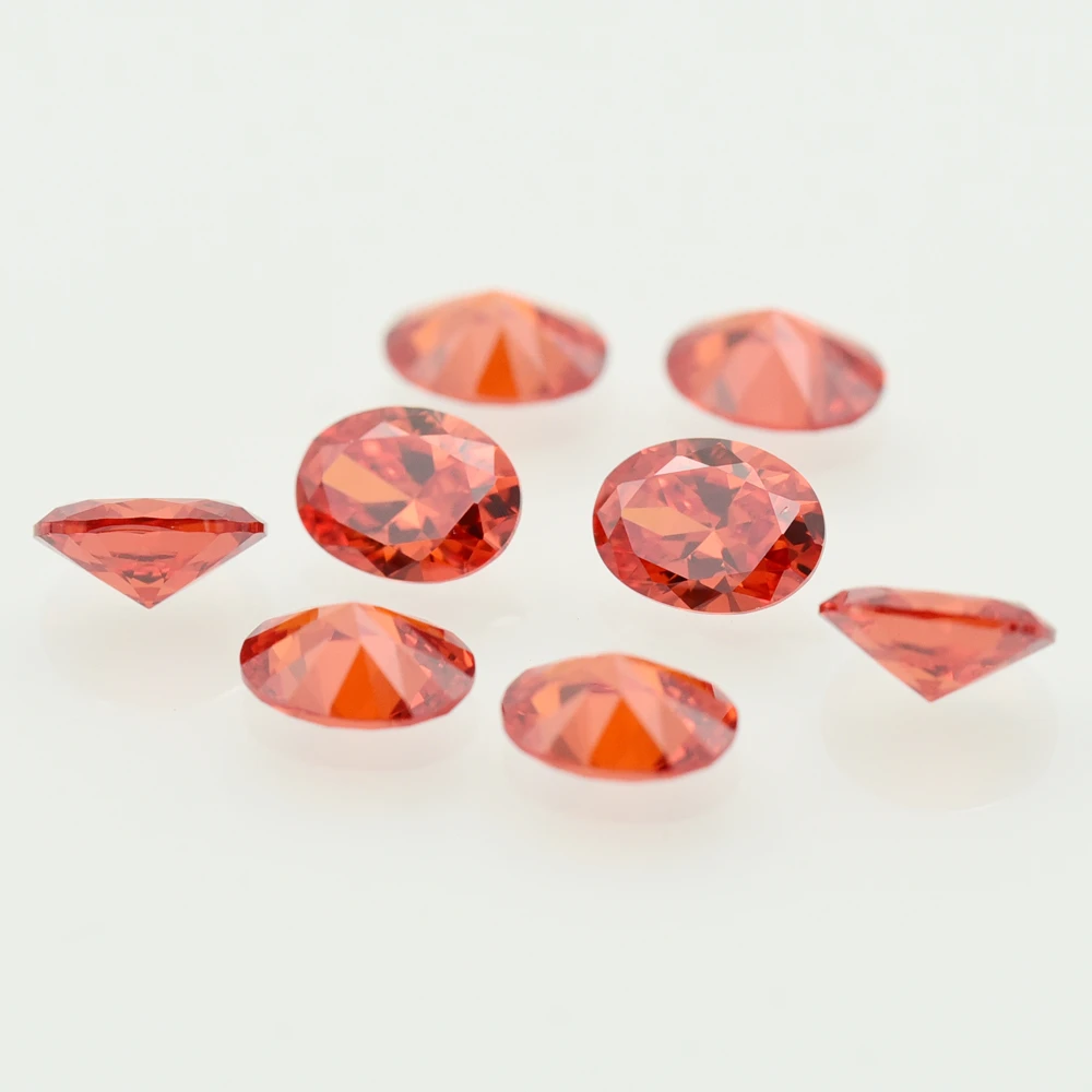 Oval Shape Cut Size 2x3~18x25mm 5A Orange CZ Stone Synthetic Gems Loose Cubic Zirconia For Jewelry Wholesale High Quality