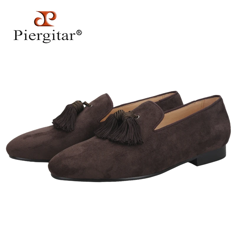 

Piergitar Colorful Suede Belgian Loafers With Handmade Matching Tassels For Dressy And Casual Occasions Slip-On Fringe Slippers