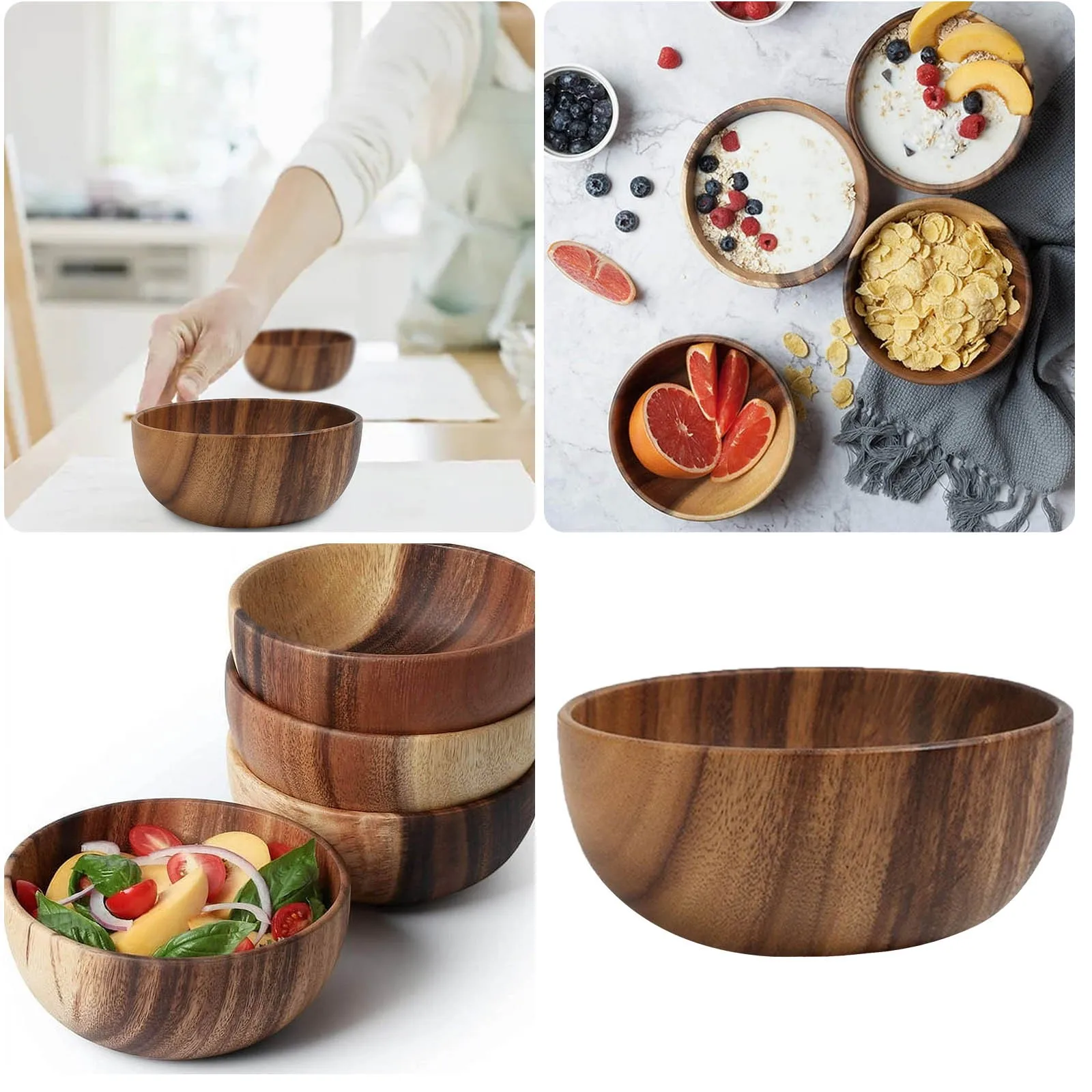 

Wooden Bowl 1pc Individual Bowls For Fruits And Cereal Hollowed Out Solid Wooden Bowl Rice Bowl Baking Paper Sheets For Muffins