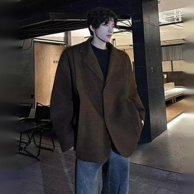 WVGA Spring Autumn New Men Tide Korean Version Trendy Turn-Down Collar Blazer Niche Chic Casual Long Sleeve Suit Coat Ins W19866