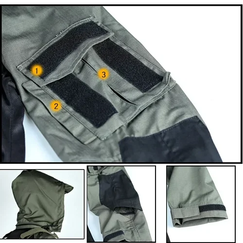 Imagen 2 del producto Camisas de combate táctico para hombre, camiseta transpirable de manga larga con capucha de camuflaje, camiseta de Paintball CS de secado rápido, camisetas resistentes al desgaste