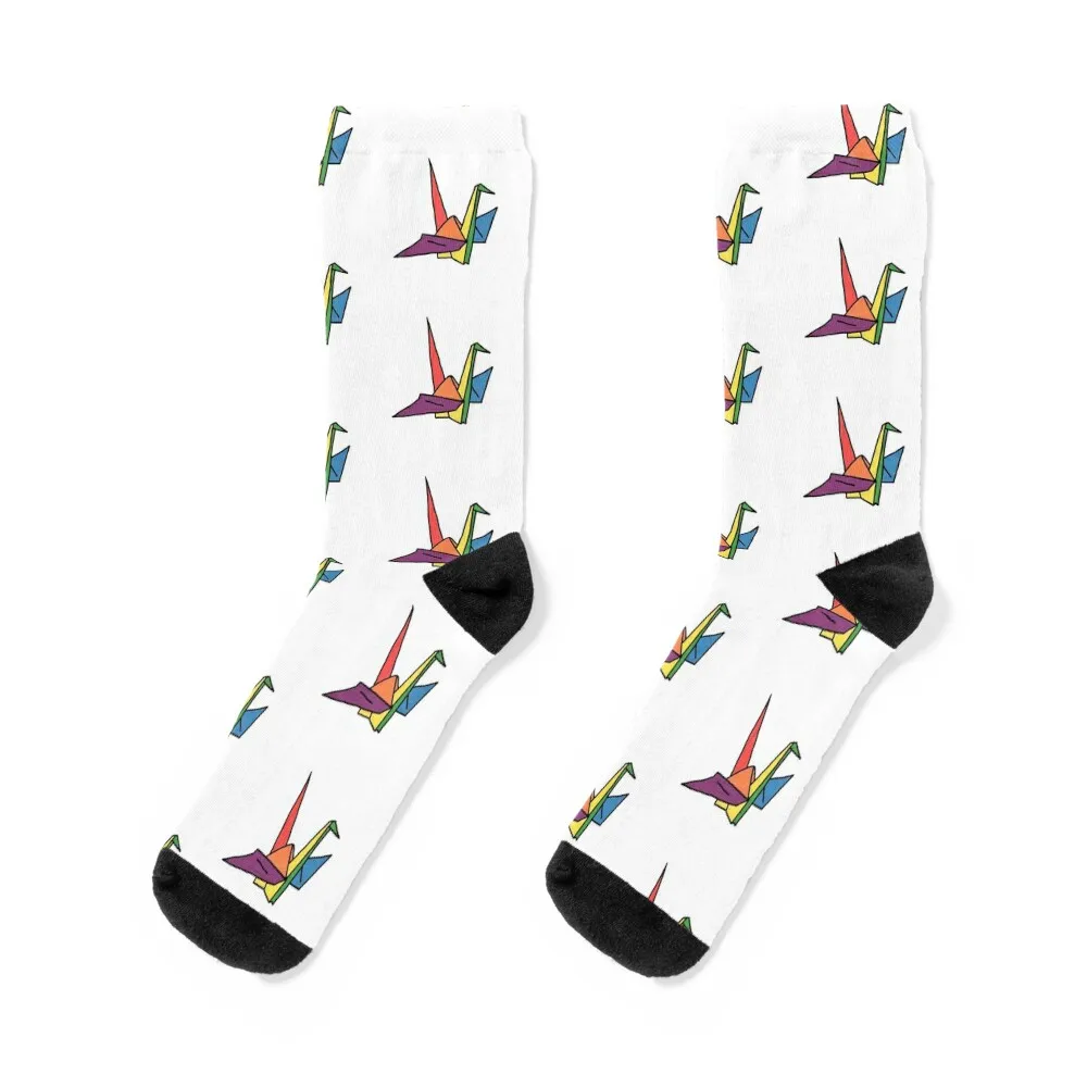 rainbow paper crane Socks new year shoes valentine gift ideas warm winter Boy Socks Women's