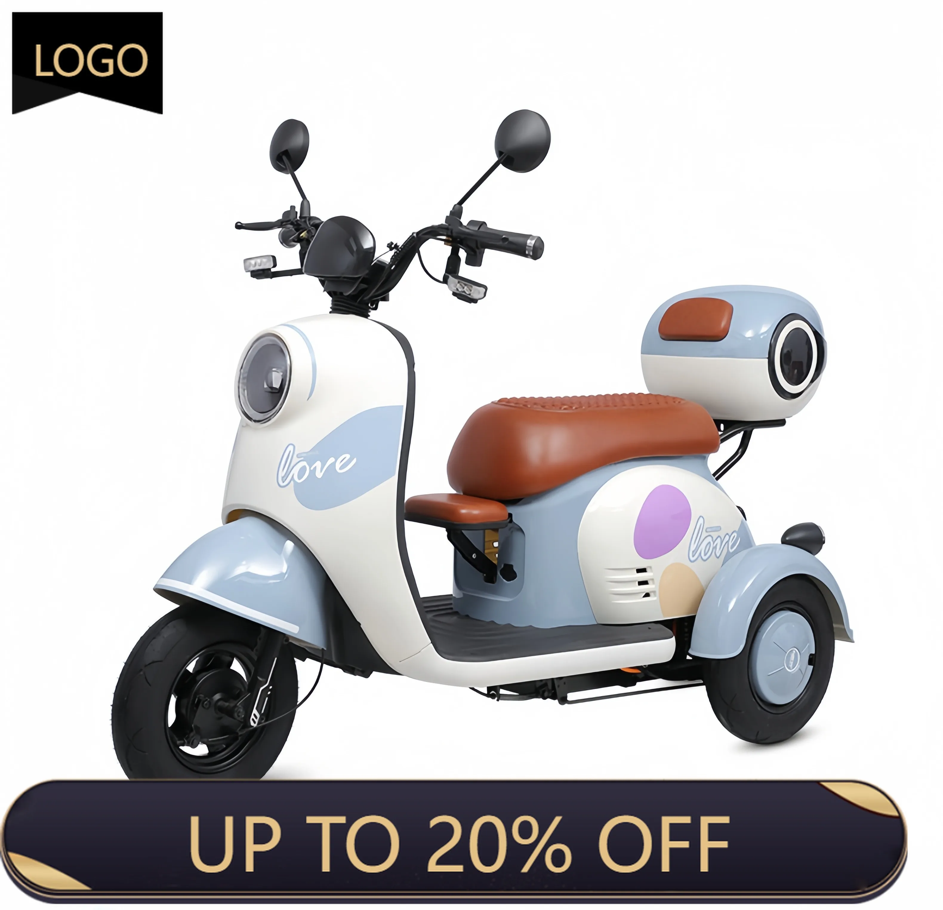 QQA Electric tricycle with 3 wheels, 800 watt motor, 30-50 km range, easy to assemble design