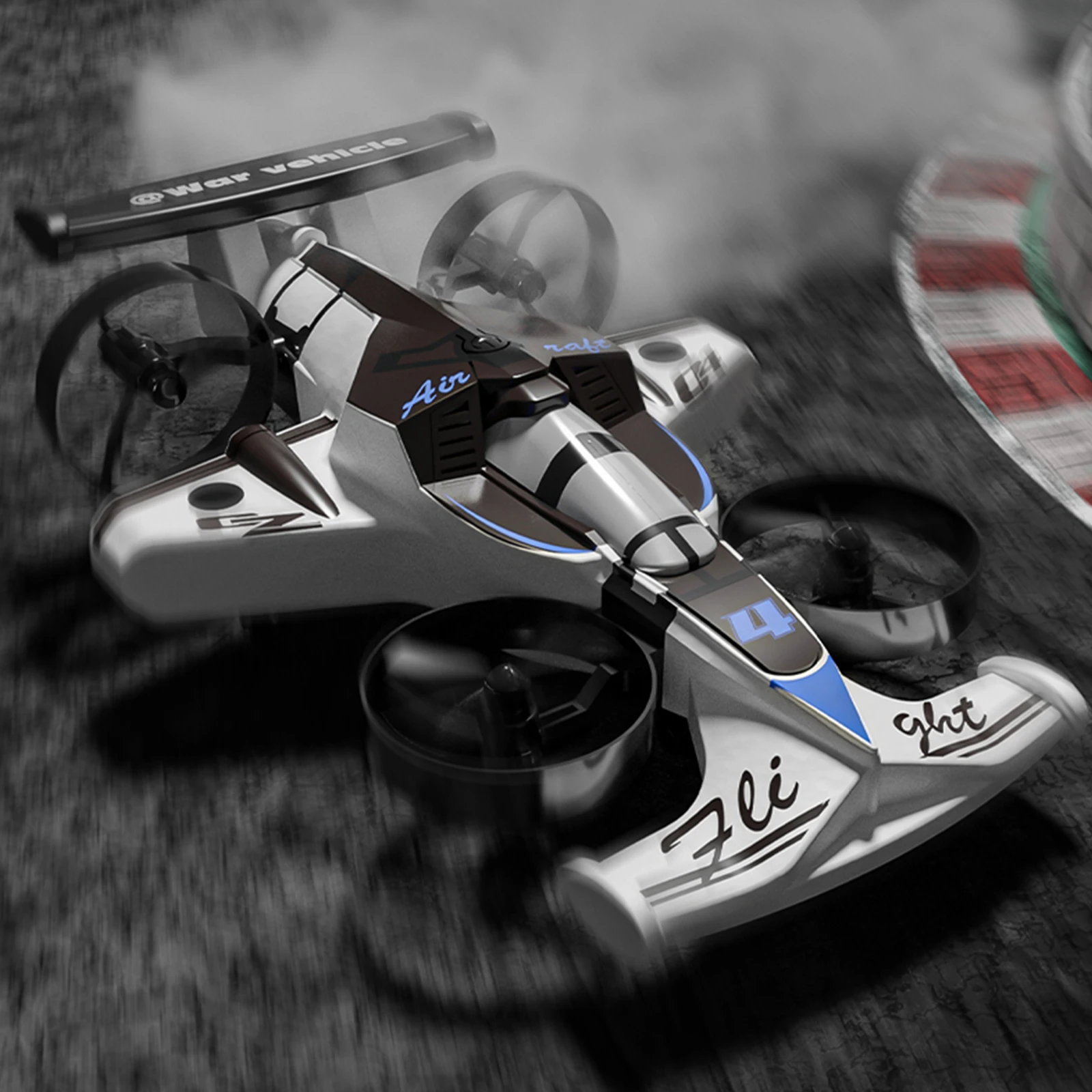 

Квадрокоптер и радиоуправляемая машинка 2-в-1 для езды по земле и воздуху, режим Headless, перевороты на 360 градусов (белый)