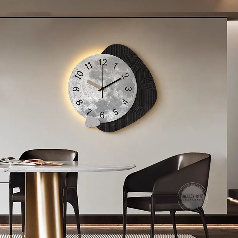Luxury Wall Clock Modern Minimalist Silent Adhesive No Drill Creative Art Design for Living Room Home Decor