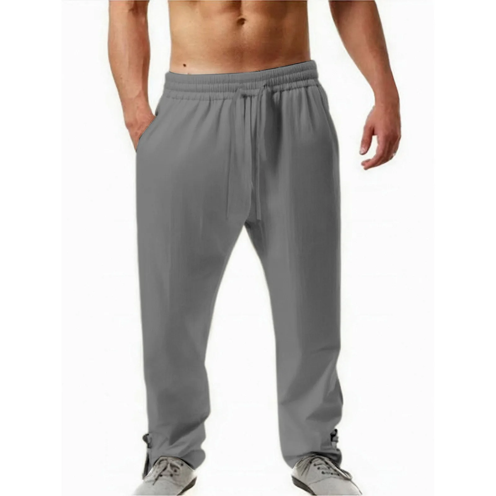 

2025 New Men Spring Summer Quality Trousers Mens Cotton Hemp Breathable Comfortable Casual Home Straight Pants Linen Men's Pants