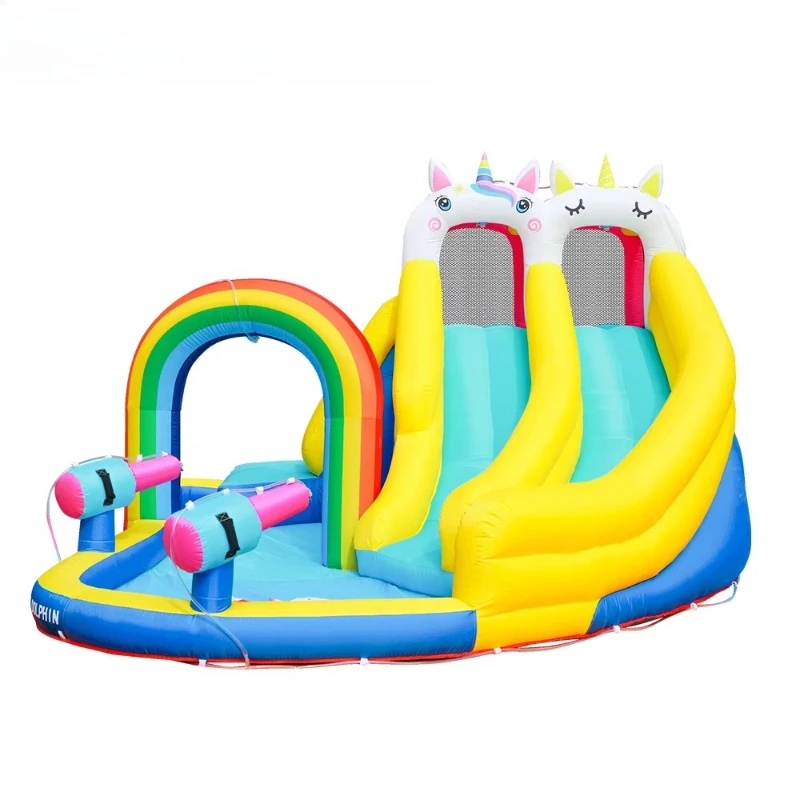 Popular Cute Unicorn Rainbow Children Water Slide Combo Party Bounce Castle Bouncy House Bouncer