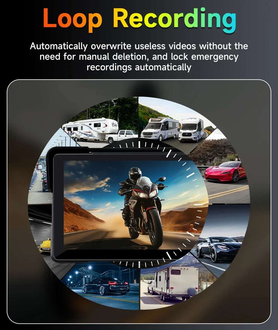 5/7 zoll Tragbare Carplay Motorrad DVR GPS Navigation IPX7 Wasserdichte IPS Display Für Drahtlose CarPlay Android Auto – Detail 23