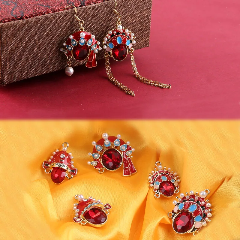 1pcs Diy Accessories Face Makeup Chinese Style Peking Opera Huadan Niche Temperament Earrings Pendant Handmade Charms