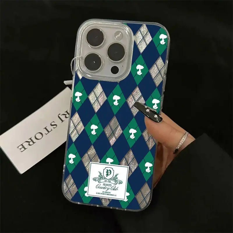 المتخصصة الأخضر شبكة S-سنووبي ريشة الغزل الليزر ورقة جراب هاتف آيفون 13 16 15 14 17 برو ماكس 17 الهواء XS X XR زائد غطاء صغير #5