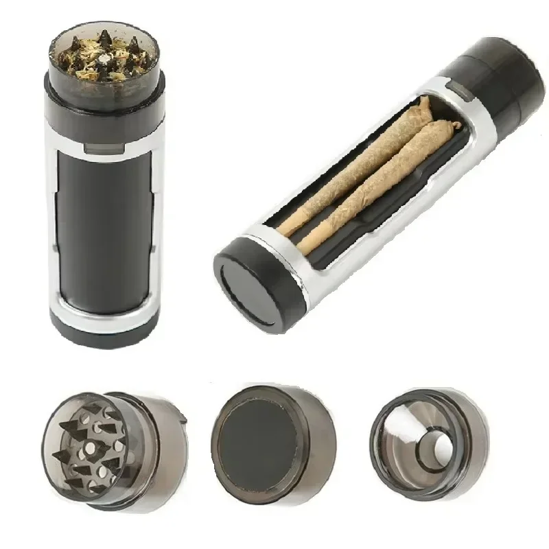 

New 3 in 1 Plastic Herb Grass Grinder Kit with Tobacco Storage Tube Roll Paper Filling Machine DIY Pipe Smoking Accessories