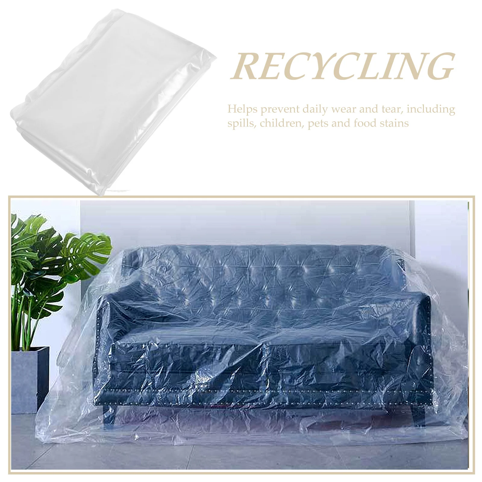 

High Transparent Pe Sofa Cover Thickened Slipcover Couch Protector Furniture Cover Clear Couch Slipcover for Pets Kids Use