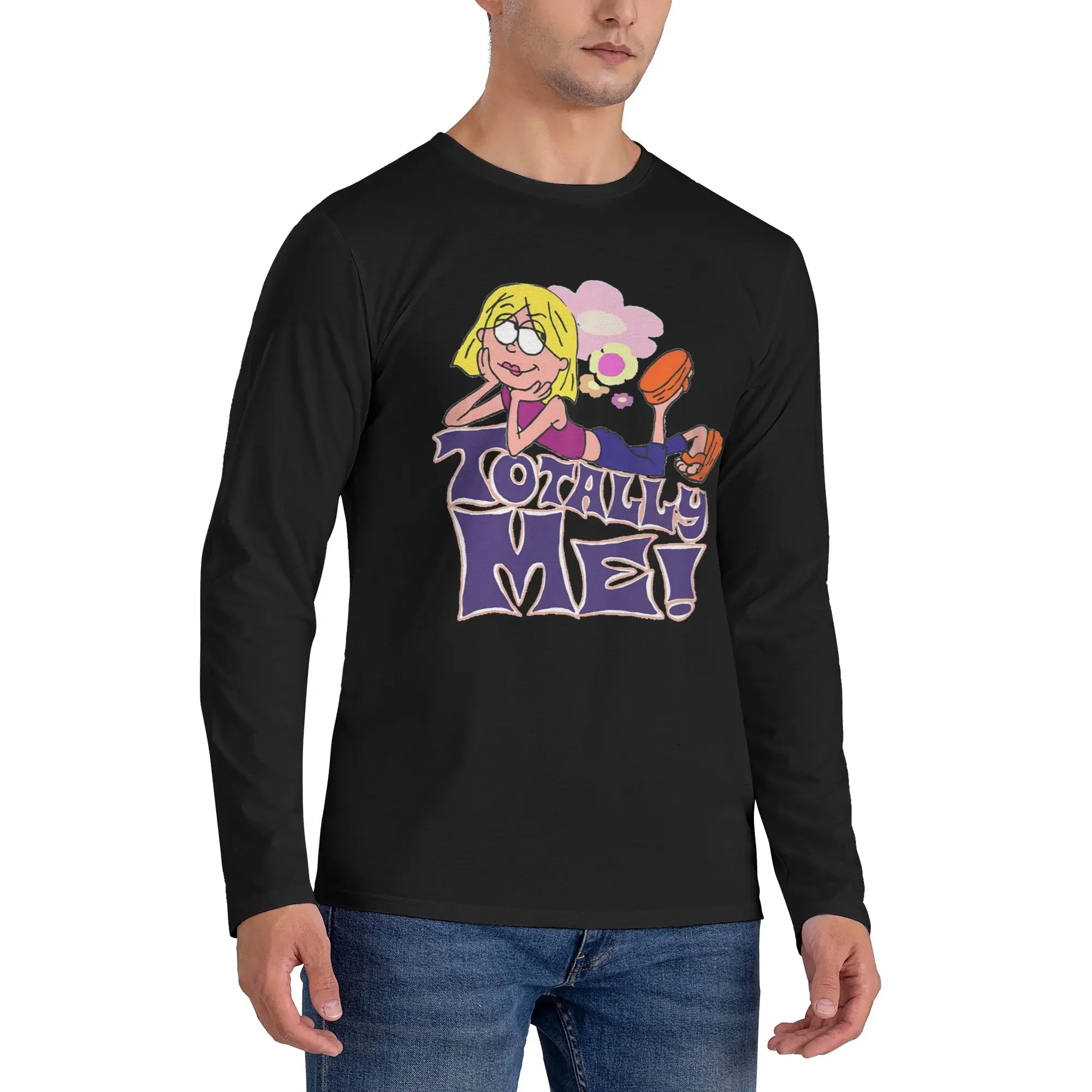 

Lizzie Mcguire Cartoon Men's Long Sleeved T-shirt Breathable Round Neck T shirts Spring and Autumn Men tops