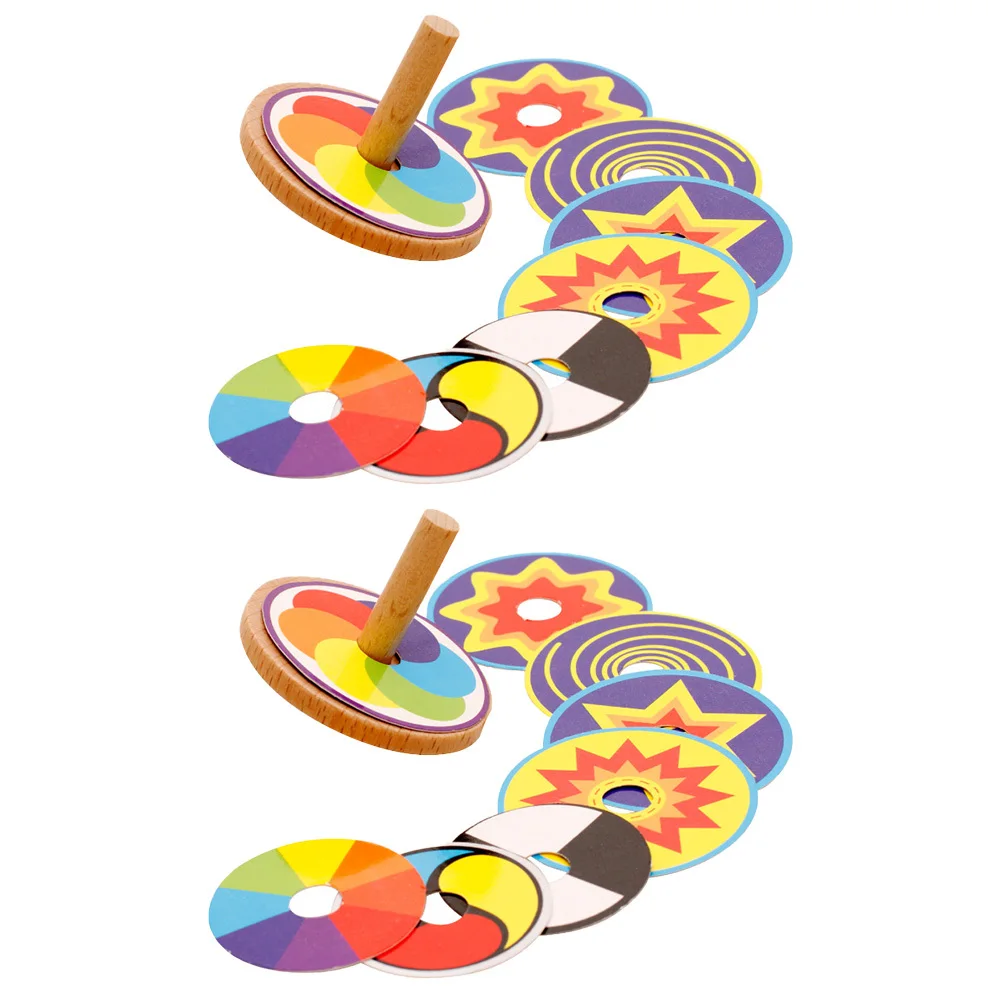 

2 set 2 Sets Wood Gyroscope For Kids Diy Colorful Tops Game Stocking Stuffers Party Play Educational Gift Wooden Spinning Tops