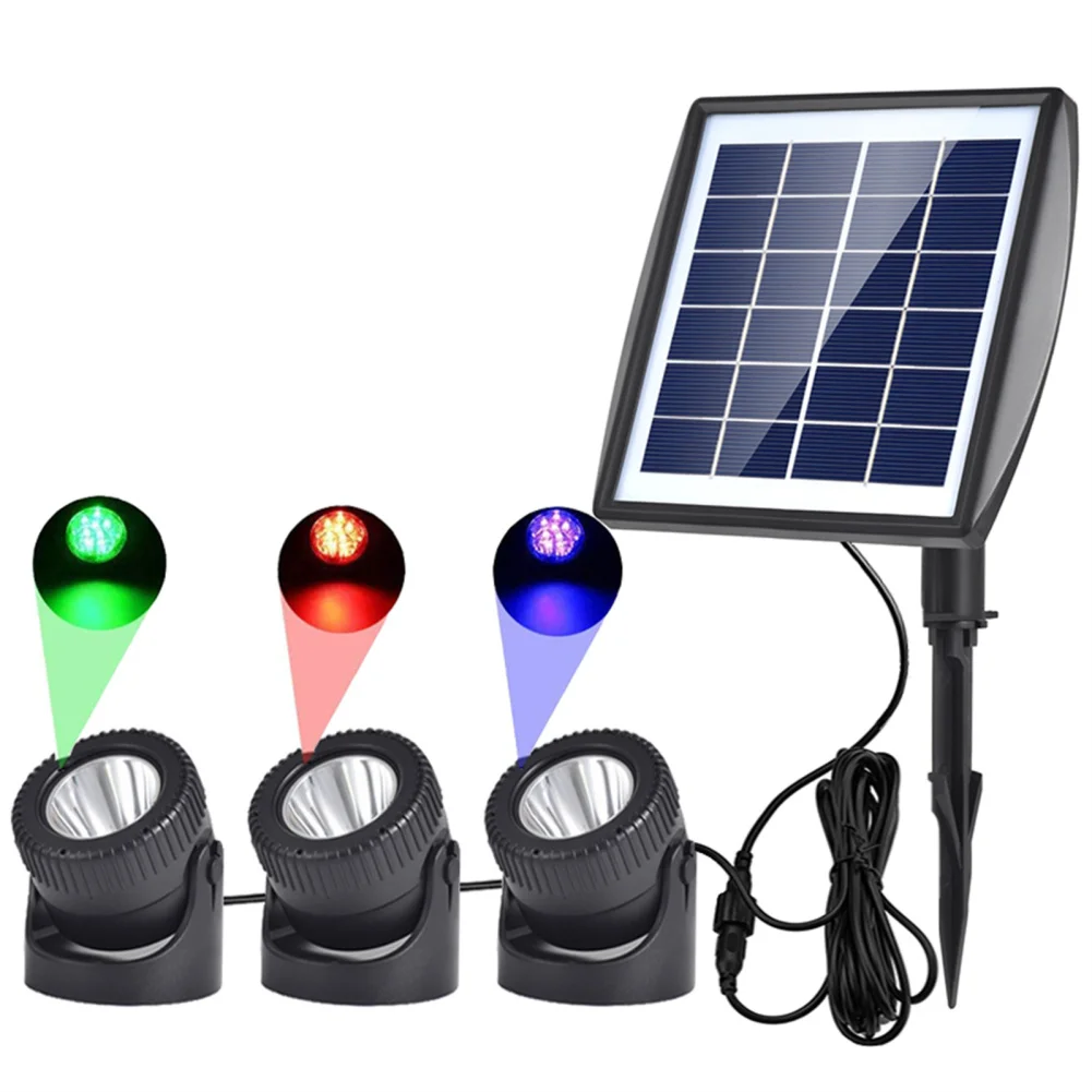 Solar Pond Lights Fountain Lights, LED RGB LED Underwater Spotlights Color Changing Submersible Fountain Lights for Garden