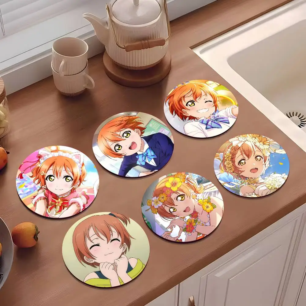 1pc Anime Characters Hoshizora Rin Wooden Coaster Colour Printing Cup Mat Home Desk Decoration Gifts