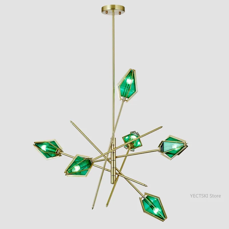 Italian postmodern minimalist diamond lamp, Nordic glass designer, hotel and restaurant decoration pendant light