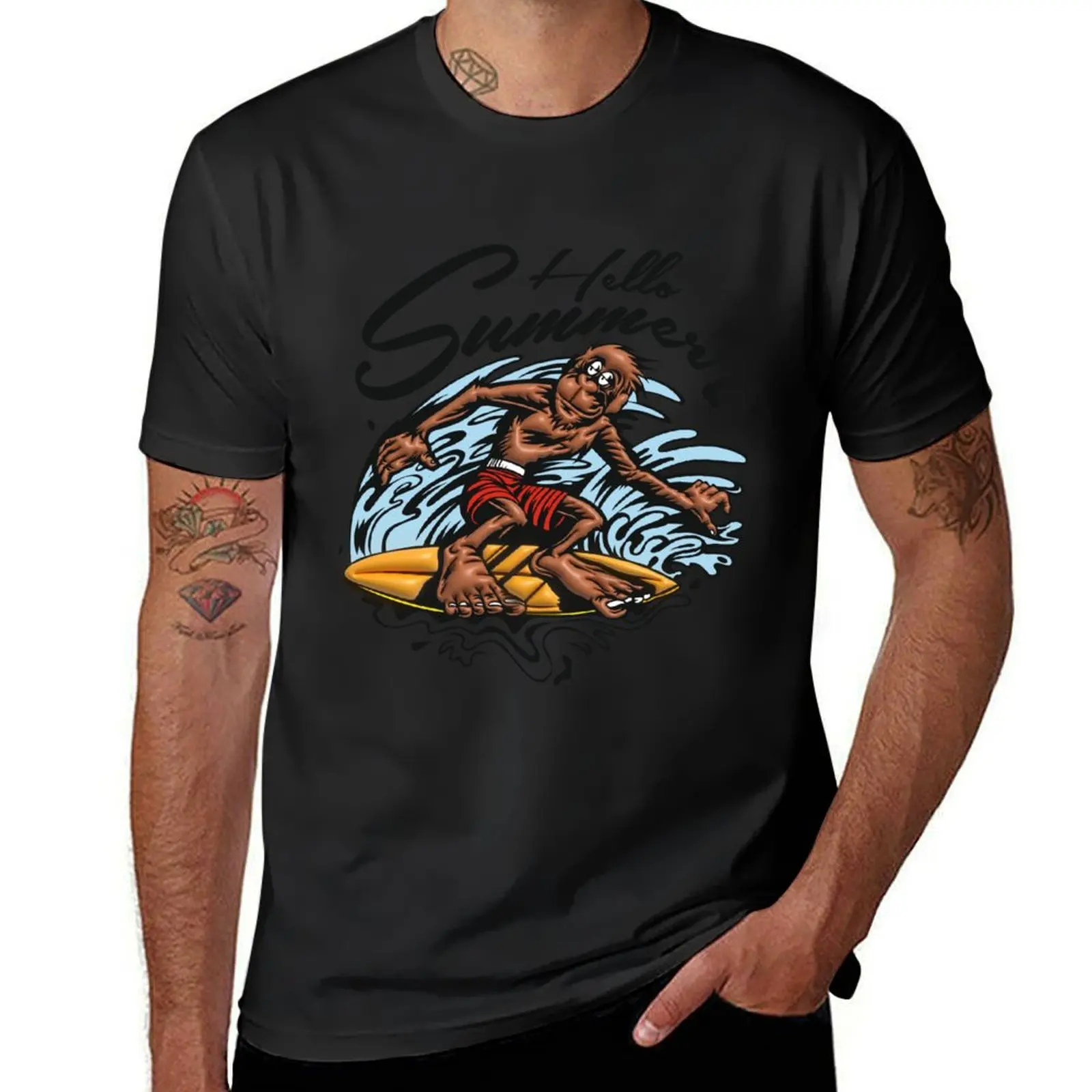 Hello Summer The Monkey Surfing T-Shirt for a boy heavyweights plain customs men t shirts