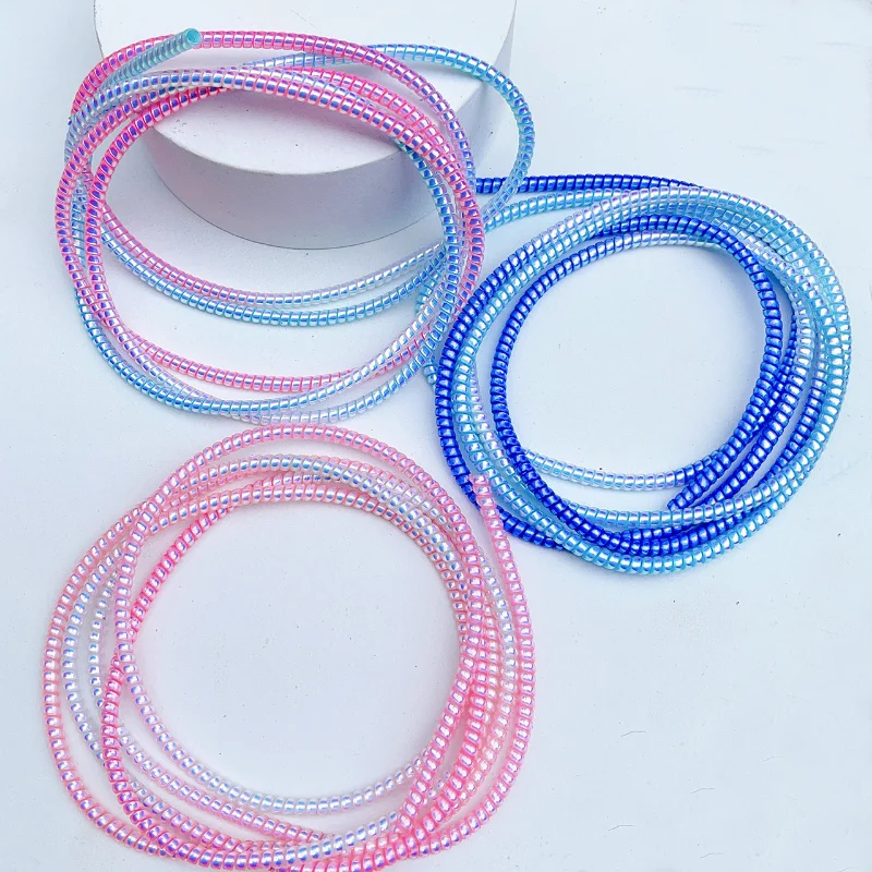 1 rolle Laser Farbe Stil 1,55 M USB Lade Daten Linie Kabel Protector Draht Kabel Schutz Frühling Wrap Kabel wickler Organizer – Detail 3